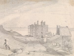 Esboço de uma Estrada e Edifícios à beira da falésia, Hastings de Capt. Thomas Hastings