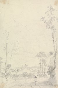 Esboço de uma casa ao longo de uma estrada de Heathland de Capt. Thomas Hastings