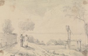 Esboço de uma estrada costeira perto de uma plataforma de Capt. Thomas Hastings