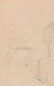 Esboço de uma estrada e ponte arborizada, Shorwell de Capt. Thomas Hastings