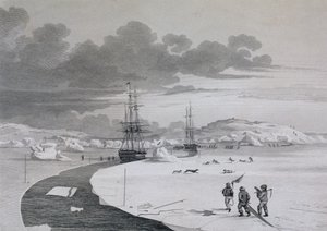 Cortando a Ilha de Inverno, em outubro de 1821, do Diário de uma Segunda Viagem para a Descoberta de uma Passagem do Noroeste do Atlântico para o Pacífico, realizada nos anos 1821-22-23, por William Edwar