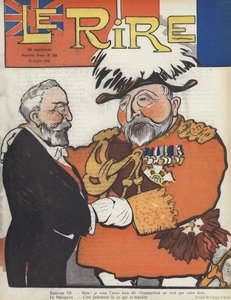 Presidente Loubet da França e do rei Eduardo VII. Ilustração para Le Rire