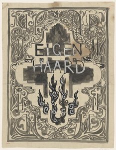 Desenho para a capa de Eigen Haard de Carel Adolph Lion Cachet