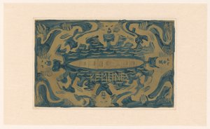 Projeto para vinheta do Koninklijke Paketvaart Maatschappij, K.P.M. linhas de Carel Adolph Lion Cachet