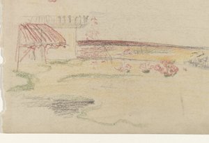 Jardim atrás de uma casa com um toldo de Carel Adolph Lion Cachet