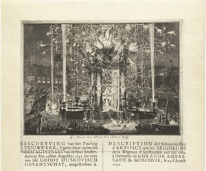 Fogos de artifício comemorando a chegada da embaixada de Moscovo em Amsterdã 1697, 1697