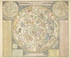 Planisphaerii hemisfério celestial norte, a partir Atlas do Céu, Pub. 1706 (gravura colorida mão)