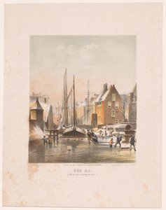 Canal congelado em Groningen Der Aa. (do Hoornsche Diep) (título no objeto) de Carel Christiaan Antony Last