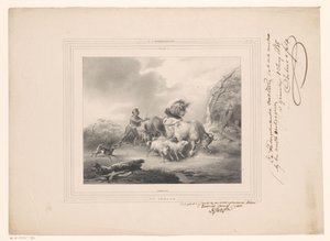 Agricultor com os seus animais a fugir de um furacão
O furacão (título sobre o objecto) de Carel Christiaan Antony Last