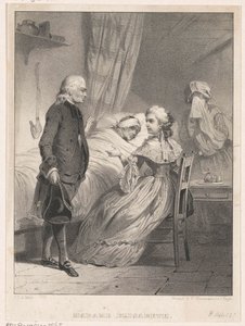Elisabeth da França ao lado do leito de uma pessoa doente de Carel Christiaan Antony Last