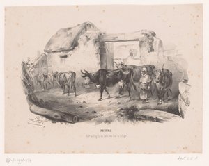 Rebanho de vacas com pastora Pictura (título da série no objeto) de Carel Christiaan Antony Last