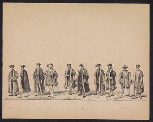 Mascarada dos estudantes de Utrecht, 1846 (placa 19)
Ilustração do desfile, representando o in-tour de Philips II, Príncipe de Espanha, em Utrecht, a 3 de Outubro de 1549, realizado a 17 de Junho de 1846, por S. H. Estudantes de Utrecht de Carel Christiaan Antony Last