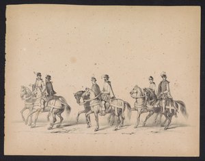 Máscara dos Estudantes de Utrecht, 1846 (ilustração 5) Representação da procissão fantasiada, representando a procissão de Filipe II, Príncipe da Espanha, em Utrecht, 3 de outubro de 1549, realizada em 17 de junho de 1846, por H.H. Estudantes de Utrechtsch de Carel Christiaan Antony Last