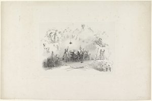 Desenho animado de Leiden almanaque estudantil, 1849
Io Vivat (título sobre o objecto) de Carel Christiaan Antony Last