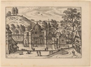 Castelo com um fosso de Carel Collaert
