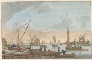 O Zaan perto de Wormerveer, c. 1790
Wormerveer from the Poelsluis / Wormerveer aupres du Saan (título sobre o objecto) de Carel Frederik Bendorp (I)