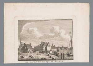 Haven en Zijl em Makkum O porto e o lado de Makkum (título no objeto)