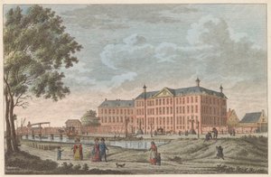 Casa do Diaconado Luterano em Amesterdão, c. 1790
Luthersche Diaconie en Bestedelingenhuis te Amsterdam / Hospice des orphelins Lutheriens et pensionnette pour la viellesse de cette religion (título sobre o objecto) de Carel Frederik Bendorp (I)