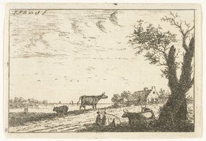 Paisagem fluvial com vacas
Paisagens (título da série) de Carel Frederik Bendorp (I)