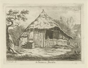 Quinta com porta superior aberta Te Emmen em Drenthe (título no objeto) Paisagens (1-6) (título da série) de Carel Lodewijk Hansen