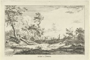 Caçador em uma paisagem Te Eext em Drenthe (título no objeto) Paisagens (A-F) (título da série) de Carel Lodewijk Hansen