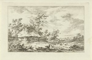 Homem com um ancinho em um celeiro Paisagens (A-F) (título da série) de Carel Lodewijk Hansen