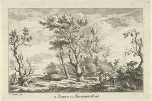 Viajantes numa paisagem
Em Bergen, em Kennemerland (título sobre o objecto)
Landscapes (A-F) (título da série) de Carel Lodewijk Hansen