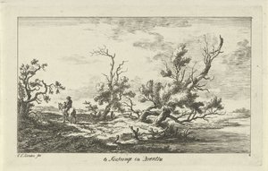 Cavaleiro em uma paisagem Te Kockange em Drenthe (título no objeto) Paisagens (A-F) (título da série) de Carel Lodewijk Hansen
