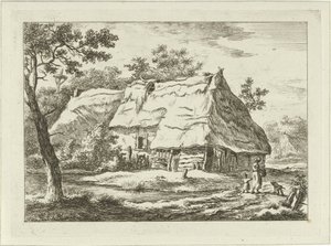 Mulher com criança em uma fazenda Paisagens (1-6) (título da série) de Carel Lodewijk Hansen