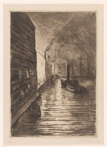 Estaleiro em Flushing à noite de Carel Nicolaas Storm van 