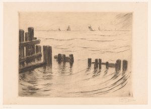 Seascape com quebra-mares em Vlissingen Brise-lames, Flessingue (título original) de Carel Nicolaas Storm van 