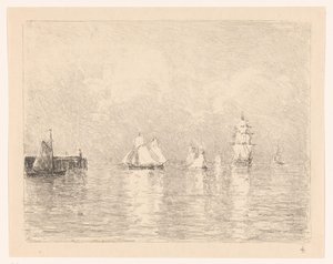 Veleiros na enseada de Cuxhaven de Carel Nicolaas Storm van 