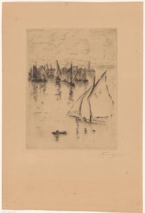 Navios à vela em frente ao porto de Le Havre de Carel Nicolaas Storm van 