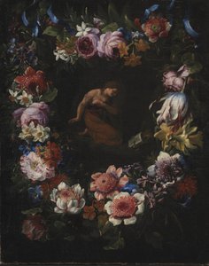 Uma coroa de flores de Carel de Vogelaer