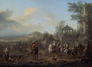 Partida para a caça de Carel van Falens or Valens