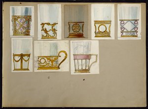 Seleção de designs, House of Carl Faberge (lápis e aquarela sobre papel)