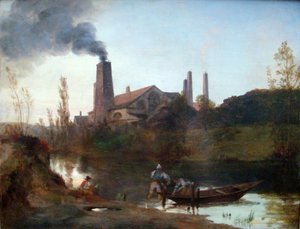 Alemão: "Walzwerk Neustadt-Eberswalde" ou "O trem de laminagem perto de Eberswalde" O trem de laminagem de Neustadt-Eberswalde de Carl Blechen