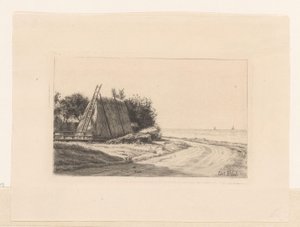 Palheiro na estrada rural de Carl Bloch