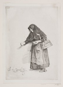 A mulher com os pardais de Carl Bloch
