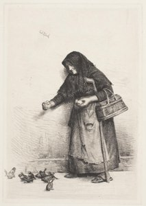 A mulher com os pardais de Carl Bloch