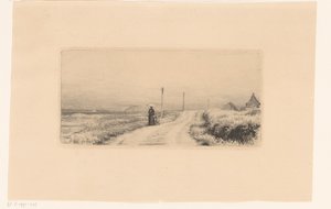 Estrada rural com senhora caminhante e criança de Carl Bloch