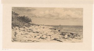 Praia com seixos, junto ao mar de Carl Bloch
