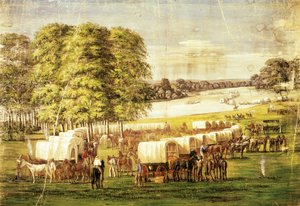 Pioneiros a atravessar as planícies do Nebraska de Carl Christian Anton Christensen