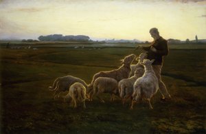 Um pastor e suas ovelhas com gansos além, 1896 de Carl Christian Ferdinand Wentorf