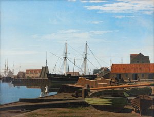 Vista da Praça Larsen perto do porto de Copenhaga de Carl Dahl