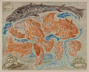 Gelbe Fische und blaue Krabben