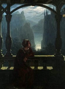 Castelo dos cavaleiros no luar, 1817. de Carl Friedrich Hampe
