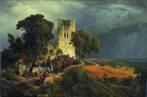 A defesa de cerco de um pátio da igreja durante a guerra dos trinta anos, 1848