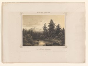 Vista de uma água em Salzkammergut Flus der Gossau im Salzkammergut (título no objeto) Álbum apresentado a Luís I da Baviera (título da série) Álbum de König-Ludwig (título da série) de Carl Friedrich Würthle