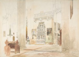 Interior da Igreja de São Severino em Erfurt, 1855. de Carl Georg Anton Graeb